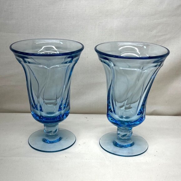 2 Fostoria Jamestown Light Blue Iced Tea Footed Tumblers Glasses 6 1/8" - Picture 3 of 7